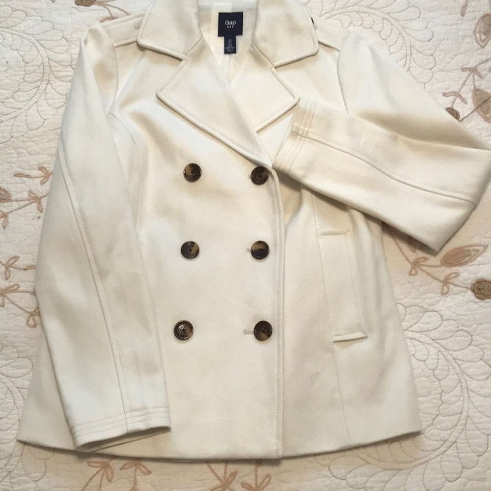 Gap white pea coat